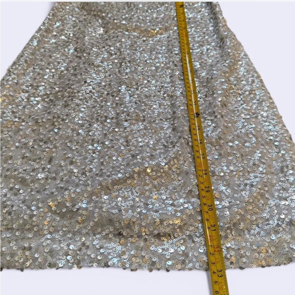 White House Black Market Silver Sequin Sparkle Mini Dress - size 00 - Picture 6 of 8